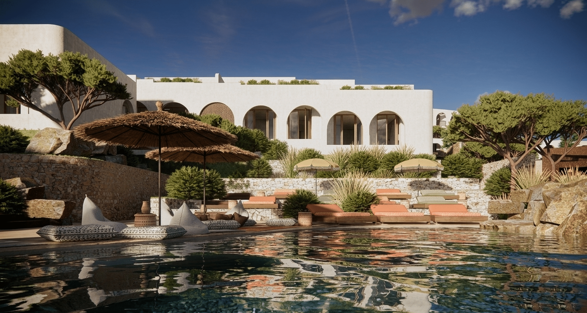 Elegant sea-view hotel room opening onto a private terrace
